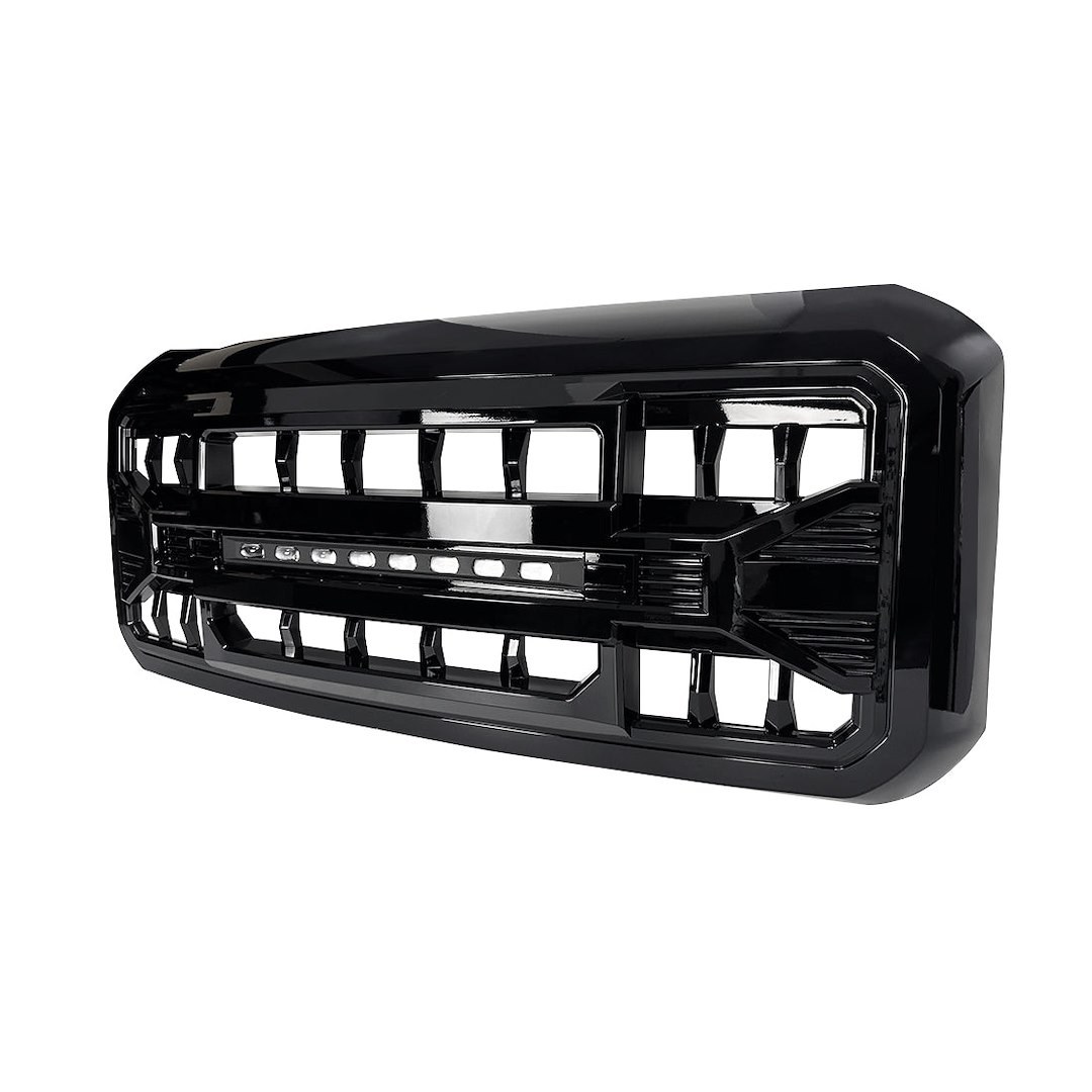 American Mod Grille, Armor, Bar Style, With Light Cutout, Gloss Black, ABS Plastic – AMFMFA00118