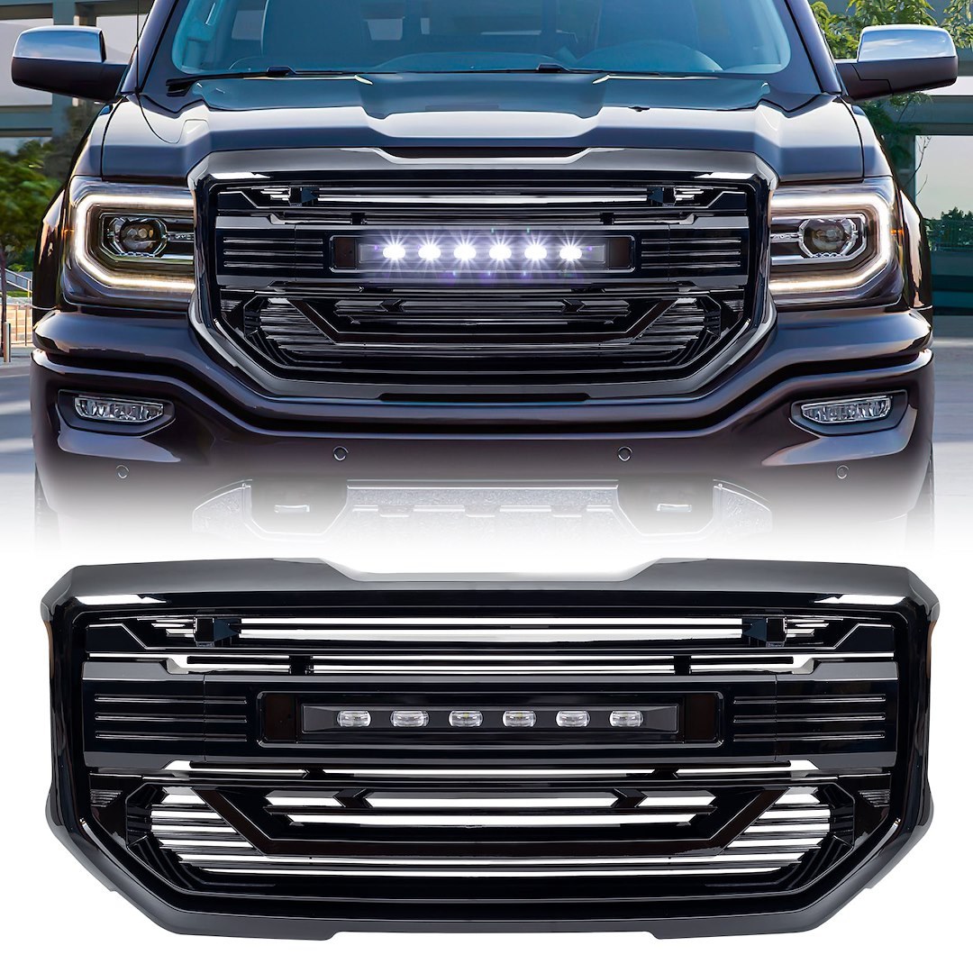 American Mod Grille, Armor, With Light Cutout, Gloss Black, ABS Plastic – AMGMAA00102