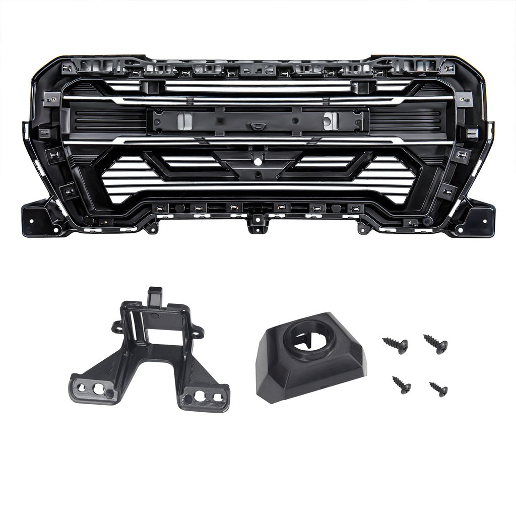 American Mod Grille, Armor, Gloss Black, ABS Plastic, With Emblem Base/ Wiring Harness/ Mounting Hardware – AMGMAA00111