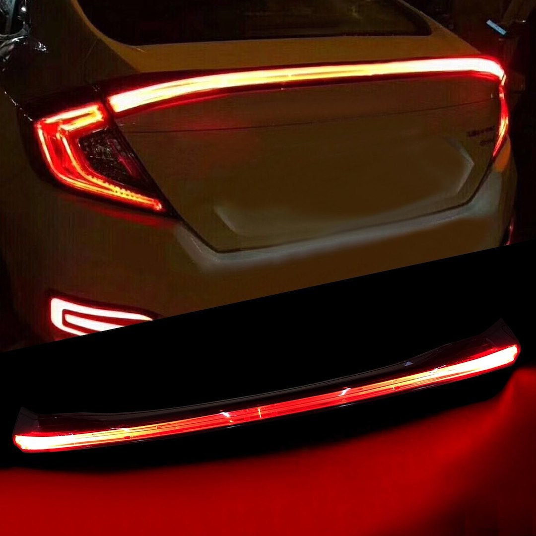 American Mod Spoiler, With LED Lights, ABS Plastic Housing, Gloss Black, Polycarbonate Lens – AMHMAC00810