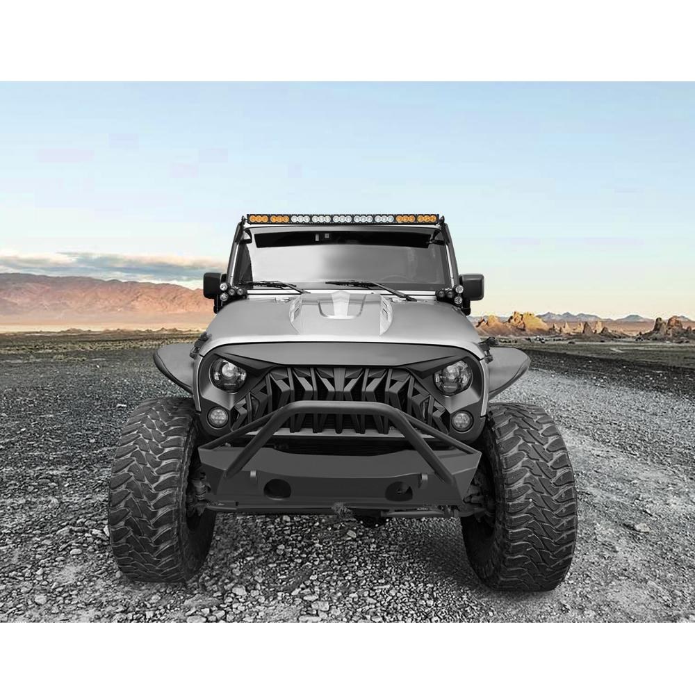American Mod Grille, Shark, With Light Cutouts, Matte Black, ABS Plastic – AMJPAA00106