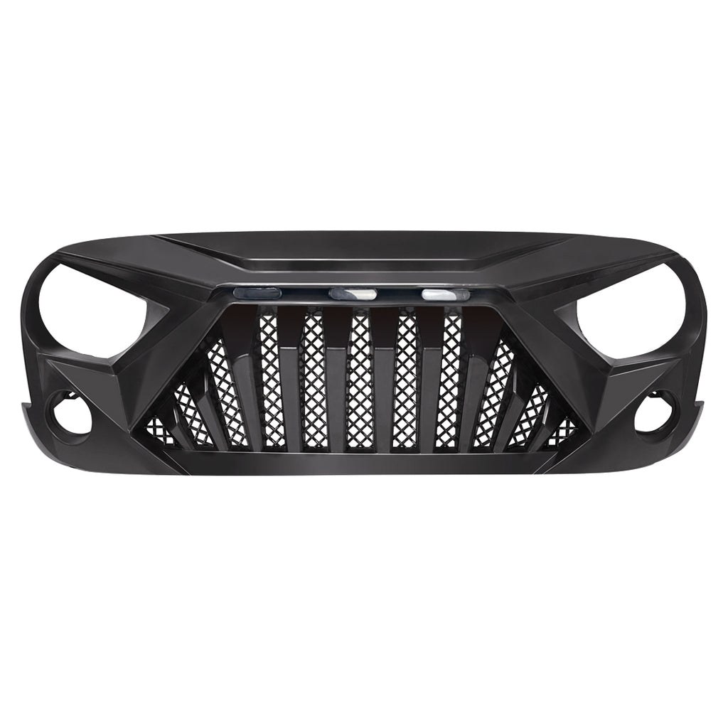 American Mod Grille, Goliath, With Light Cutouts, Matte Black, ABS Plastic, With Three Amber LED Lights – AMJPAA00122