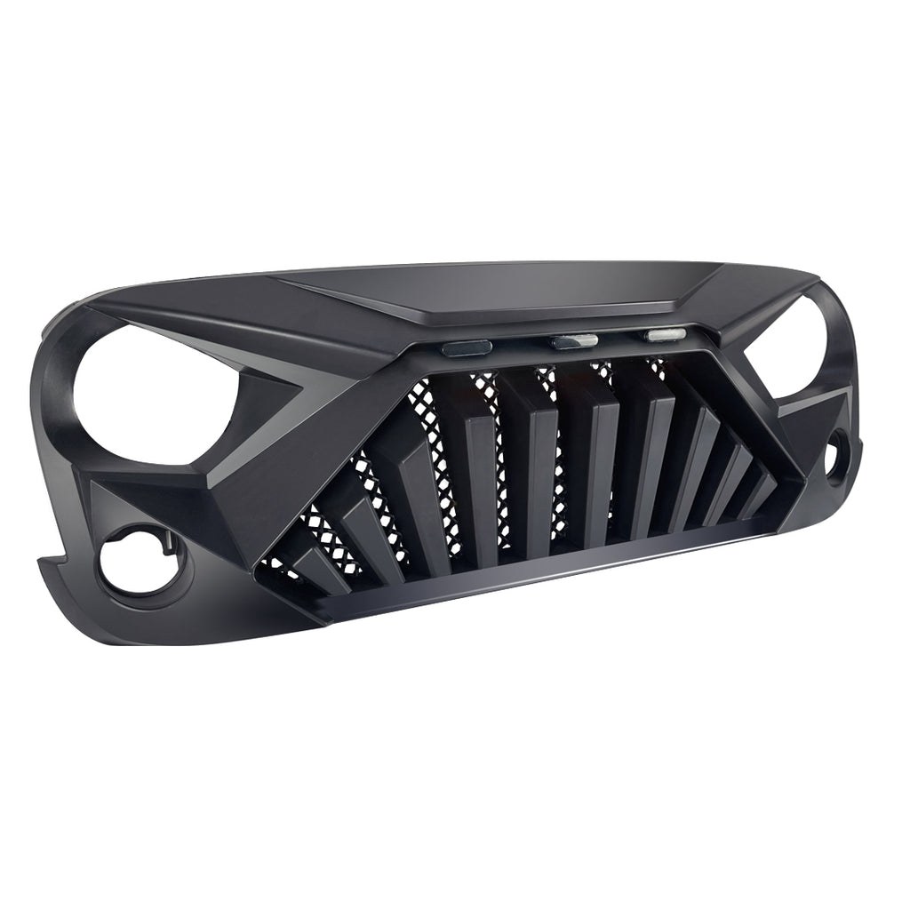 American Mod Grille, Goliath, With Light Cutouts, Matte Black, ABS Plastic, With Three Amber LED Lights – AMJPAA00122
