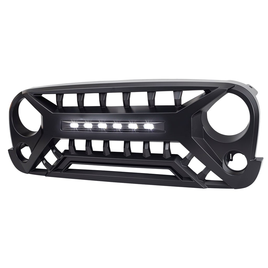 American Mod Grille, Armor, With Light Cutouts, Matte Black, ABS Plastic, With Off-Road Light Bar – AMJPAA00133