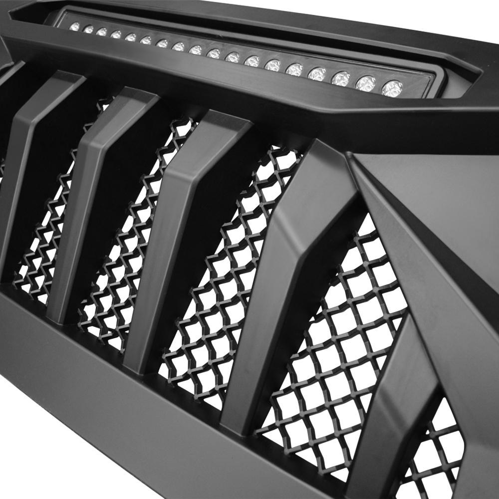 American Mod Grille, Demon, With Light Cutouts, Matte Black, ABS Plastic, With 20 Inch LED Light Bar – AMJPCA00102