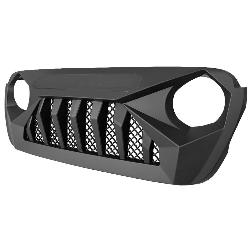 American Mod Grille, Demon, With Light Cutouts, Matte Black, ABS Plastic, With Red 5 Star LED Daytime Running Light – AMJPCA00110