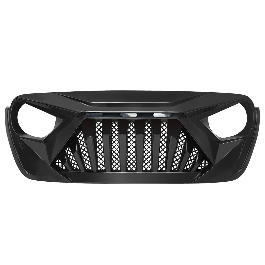 American Mod Grille, Goliath, With Light Cutouts, Matte Black, ABS Plastic, With Three Amber LED Lights – AMJPCA00115