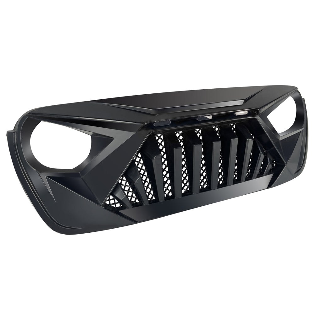 American Mod Grille, Goliath, With Light Cutouts, Matte Black, ABS Plastic, With Three Amber LED Lights – AMJPCA00115