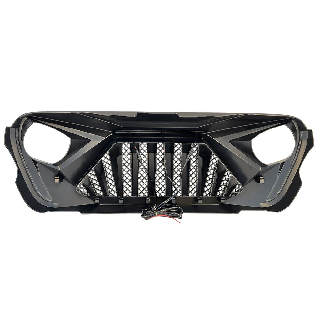 American Mod Grille, Goliath, With Light Cutouts, Matte Black, ABS Plastic, With Three Amber LED Lights – AMJPCA00115