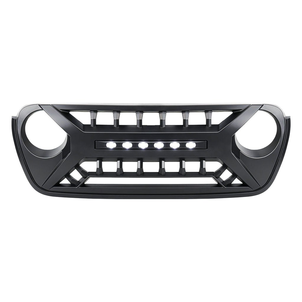 American Mod Grille, Armor, With Light Cutouts, Matte Black, ABS Plastic, With Camera Bracket/ Off-Road Light Bar – AMJPCA00124