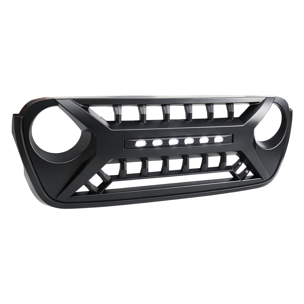 American Mod Grille, Armor, With Light Cutouts, Matte Black, ABS Plastic, With Camera Bracket/ Off-Road Light Bar – AMJPCA00124