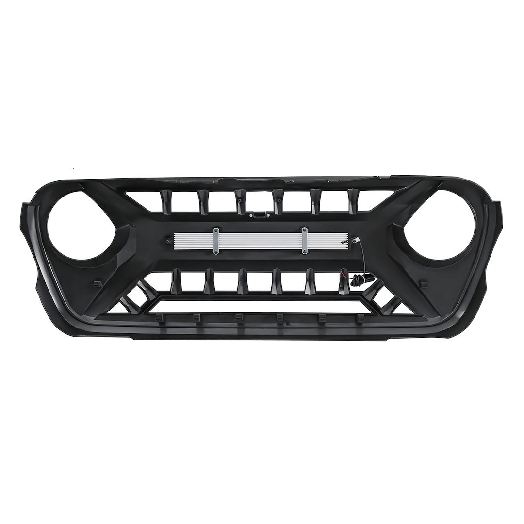 American Mod Grille, Armor, Bar Style, With Light Cutouts, Black/ White, ABS Plastic, With Off Road Lights/ Camera Bracket – AMJPCA00127