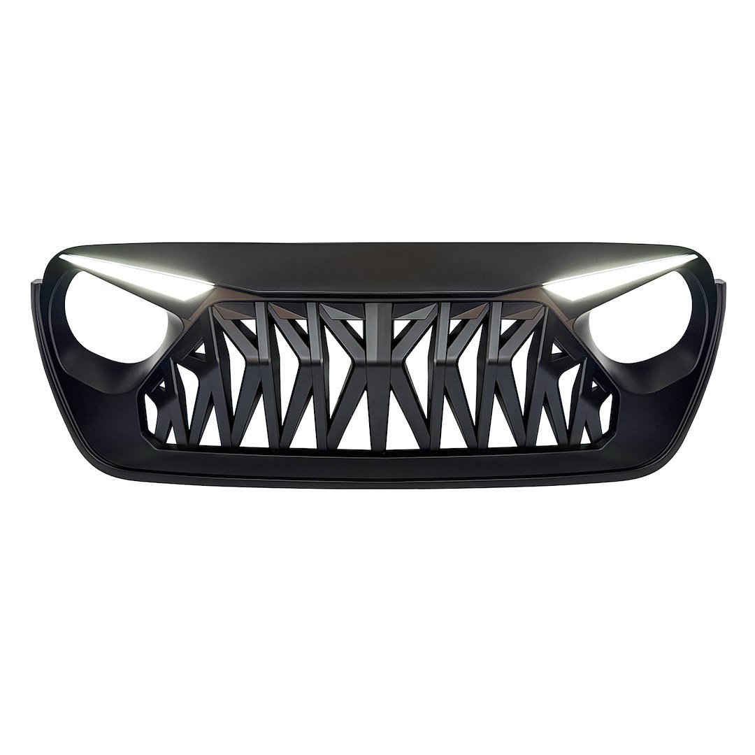 American Mod Grille, Shark, With Light Cutouts, Matte Black, ABS Plastic – AMJPCA00133