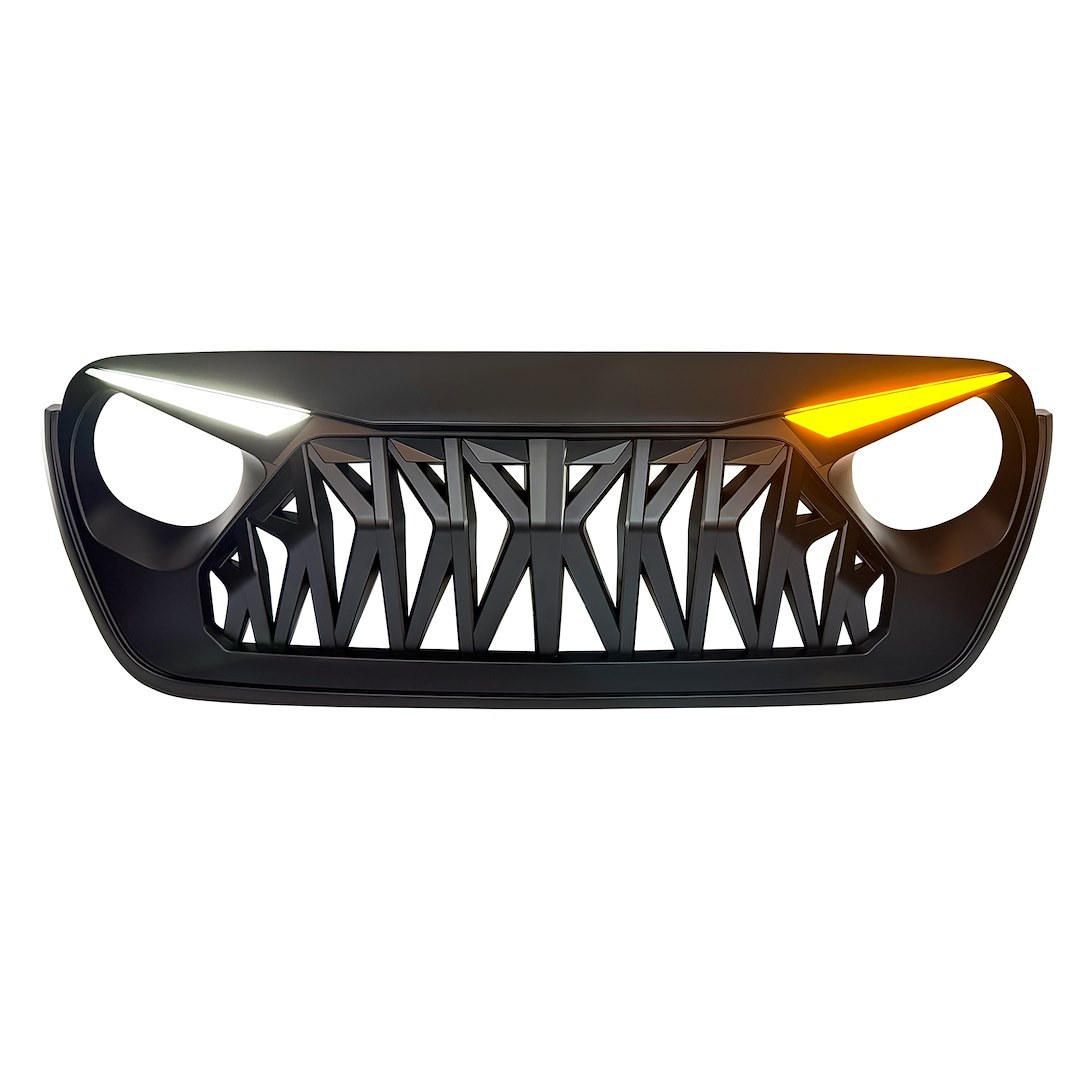 American Mod Grille, Shark, With Light Cutouts, Matte Black, ABS Plastic – AMJPCA00133