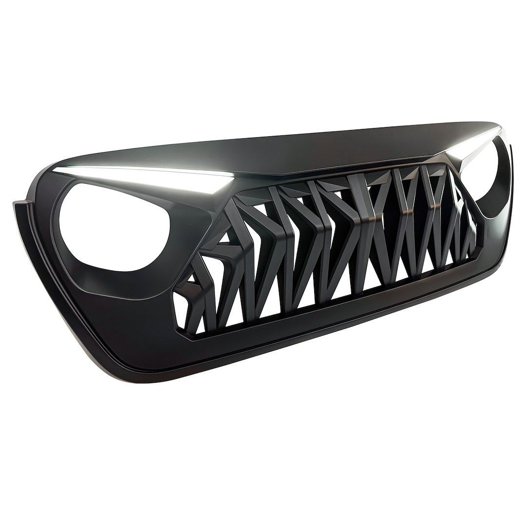 American Mod Grille, Shark, With Light Cutouts, Matte Black, ABS Plastic – AMJPCA00133