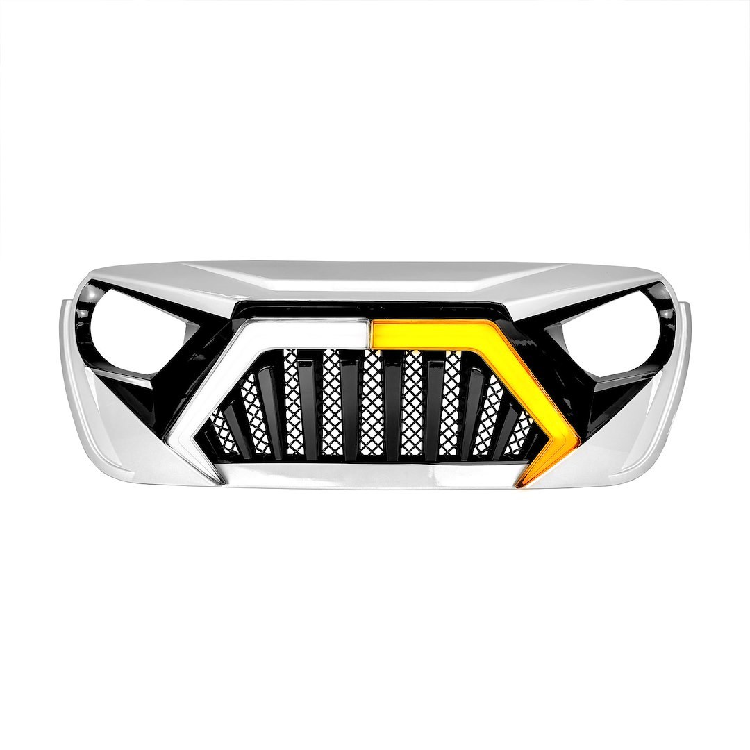 American Mod Grille, Goliath, Bar Style, With Light Cutouts, Black/ White, ABS Plastic – AMJPCA00142