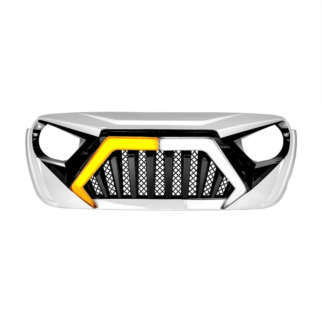 American Mod Grille, Goliath, Bar Style, With Light Cutouts, Black/ White, ABS Plastic – AMJPCA00142