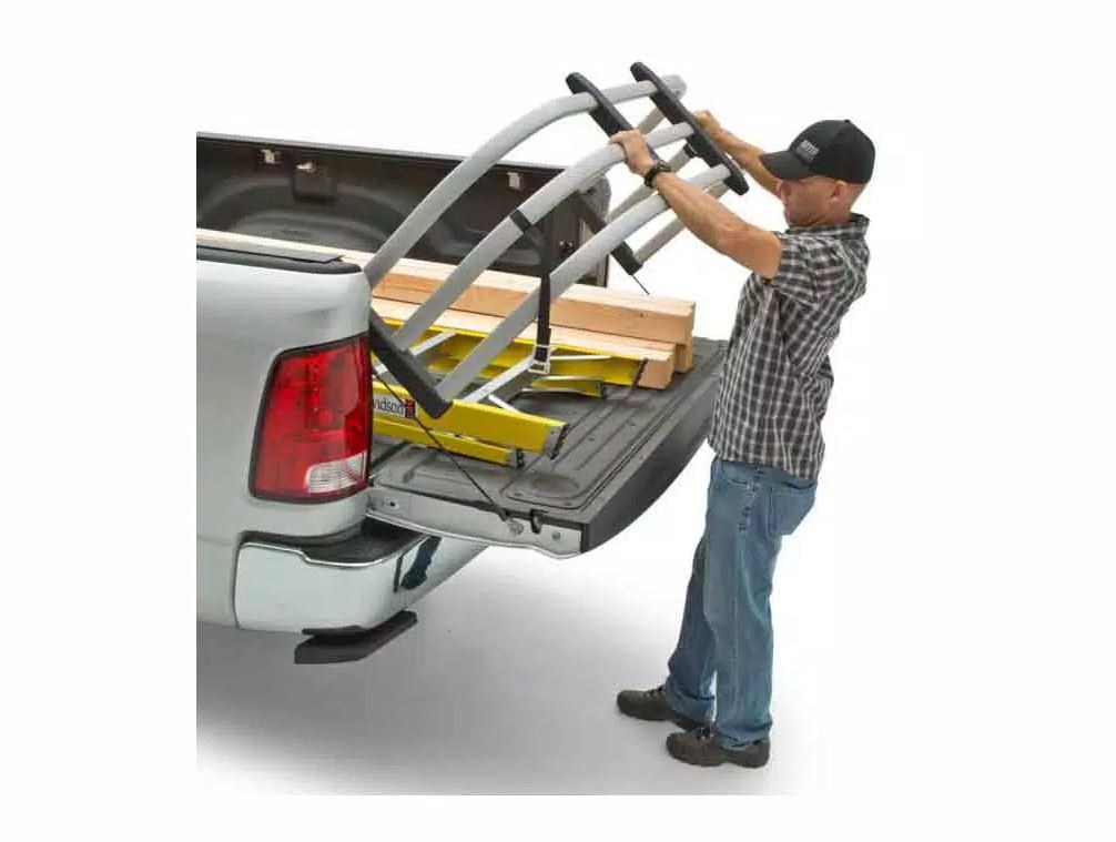 Amp Research Bed Extender, Bedxtender HD Max, Basket Type Classic U-Shape, Extends Bed Up to 24 Inches, Bed Mount, Silver, Aluminum – 74813-00A