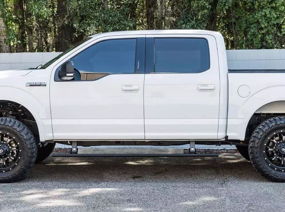 Amp Research Running Board, Powerstep™, Textured Powder Coated, Black, Die Cast Aluminum, With LED Light System, Rocker Panel Mount – 75105-01A