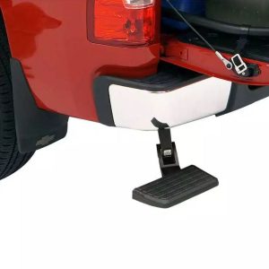Amp Research Truck Step, Bed Frame/ Driver Side Mount, Single, Flat Step, 300 Pound Weight Capacity, Retractable, Black, Aluminum – 75323-01A