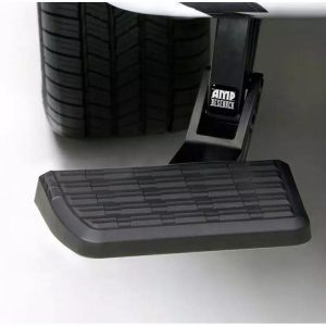 Amp Research Truck Step, Bed Frame/ Driver Side Mount, Single, Flat Step, 300 Pound Weight Capacity, Retractable, Black, Aluminum – 75323-01A