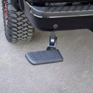 Amp Research Truck Step, Bed Frame/ Driver Side Mount, Single, Flat Step, 300 Pound Weight Capacity, Retractable, Black, Aluminum – 75323-01A
