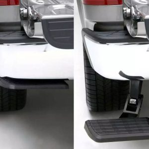 Amp Research Truck Step, Bed Frame/ Driver Side Mount, Single, Flat Step, 300 Pound Weight Capacity, Retractable, Black, Aluminum – 75323-01A