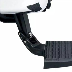 Amp Research Truck Step, Bedstep ™, Rear Frame Mounted, Single, Flat Step, 300 Pound Weight Capacity, Retractable, Powder Coated, Black – 75327-01A
