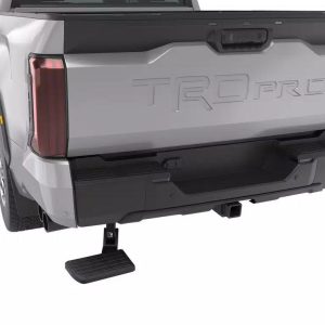 Amp Research Truck Step, Bedstep ™, Rear Bumper Frame Mount, Single, Flat Step, 300 Pound Weight Capacity, Retractable, Flip Down, Black – 75329-01A