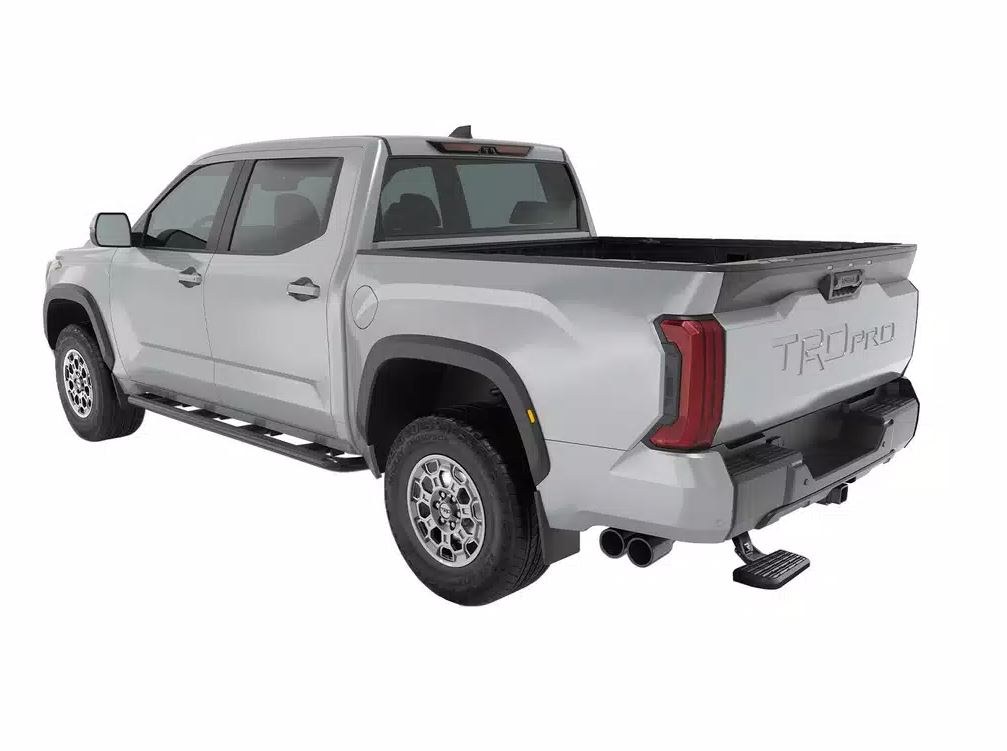 Amp Research Truck Step, Bedstep ™, Rear Bumper Frame Mount, Single, Flat Step, 300 Pound Weight Capacity, Retractable, Flip Down, Black – 75329-01A