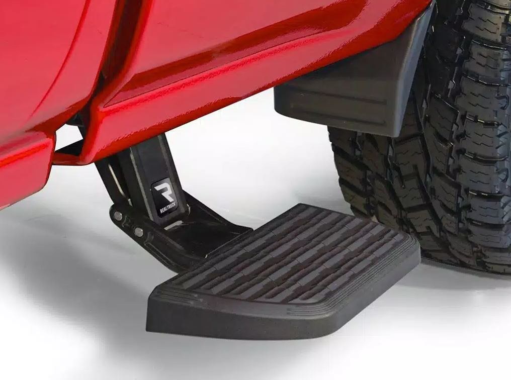 Amp Research Truck Step, Bedstep 2 ™, Side Mounted, Single, Flat Step, 300 Pound Weight Capacity, Retractable, Powder Coated, Black – 75413-01A