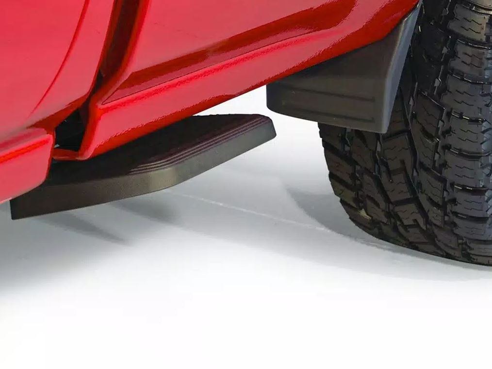 Amp Research Truck Step, Bedstep 2 ™, Side Mounted, Single, Flat Step, 300 Pound Weight Capacity, Retractable, Powder Coated, Black – 75413-01A