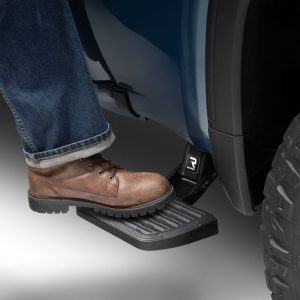 Amp Research Truck Step, Bedstep 2 ™, Side Mounted, Single, Flat Step, 300 Pound Weight Capacity, Retractable, Powder Coated, Black – 75415-01A