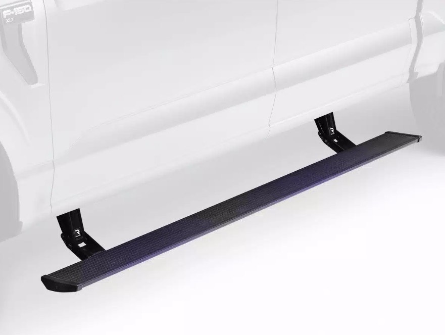 Amp Research Running Board, Powerstep ™, Textured, Black, Die Cast Aluminum, With LED Light System, Rocker Panel Mount – 76140-01A