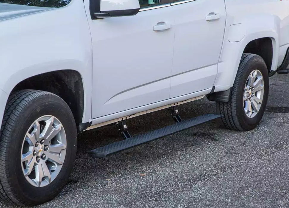 Amp Research Running Board, Powerstep™, Textured Powder Coated, Black, Die Cast Aluminum, With LED Light System, Rocker Panel Mount – 76153-01A