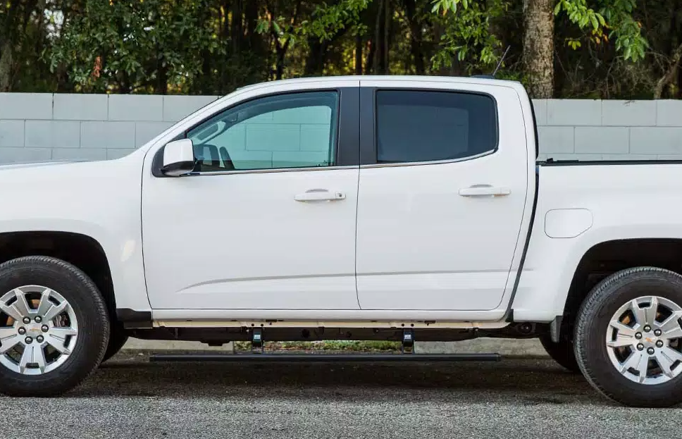 Amp Research Running Board, Powerstep™, Textured Powder Coated, Black, Die Cast Aluminum, With LED Light System, Rocker Panel Mount – 76153-01A