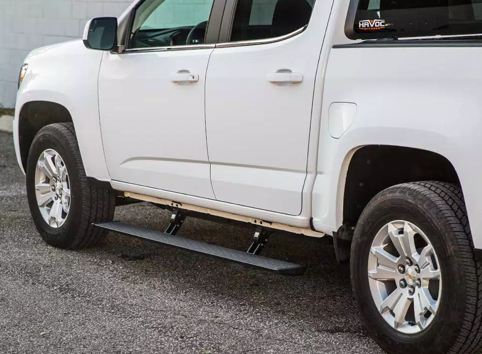 Amp Research Running Board, Powerstep™, Textured Powder Coated, Black, Die Cast Aluminum, With LED Light System, Rocker Panel Mount – 76153-01A