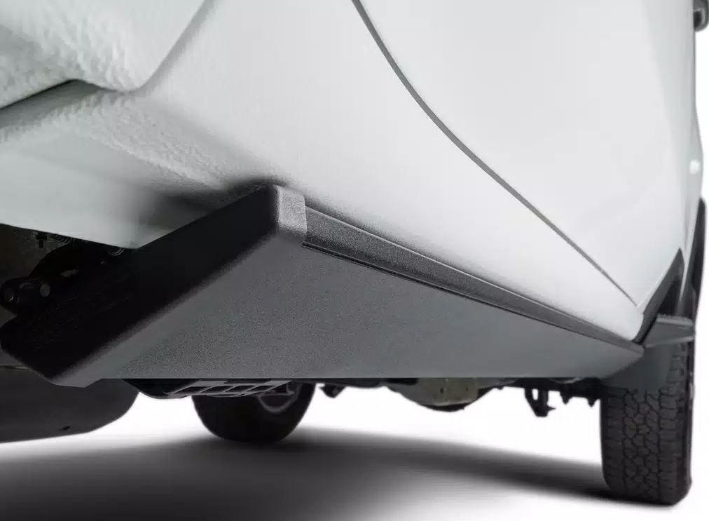 Amp Research Running Board, Powerstep™, Textured Powder Coated, Black, Die Cast Aluminum, With LED Light System, Rocker Panel Mount – 76235-01A