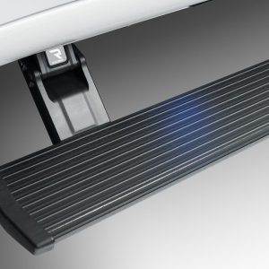 Amp Research Running Board, Powerstep™, Textured Powder Coated, Black, Die Cast Aluminum, With LED Light System, Rocker Panel Mount – 76242-01A
