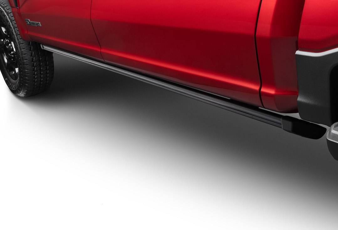 Amp Research Running Board, Powerstep™, Textured Powder Coated, Black, Die Cast Aluminum, With LED Light System, Rocker Panel Mount – 76242-01A