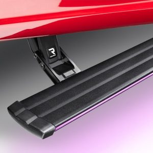Amp Research Running Board, Powerstep™, Textured Powder Coated, Black, Die Cast Aluminum, With LED Light System, Rocker Panel Mount – 76242-01A