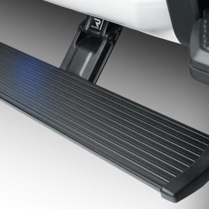 Amp Research Running Board, Powerstep™, Textured Powder Coated, Black, Die Cast Aluminum, With LED Light System, Rocker Panel Mount – 76254-01A
