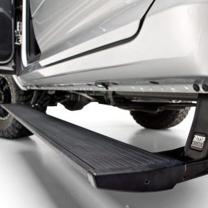 Amp Research Running Board, Powerstep™, Textured Powder Coated, Black, Die Cast Aluminum, With LED Light System, Rocker Panel Mount – 76255-01A
