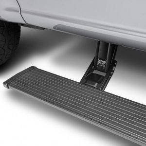 Amp Research Running Board, Powerstep™, Textured Powder Coated, Black, Die Cast Aluminum, With LED Light System, Rocker Panel Mount – 76255-01A