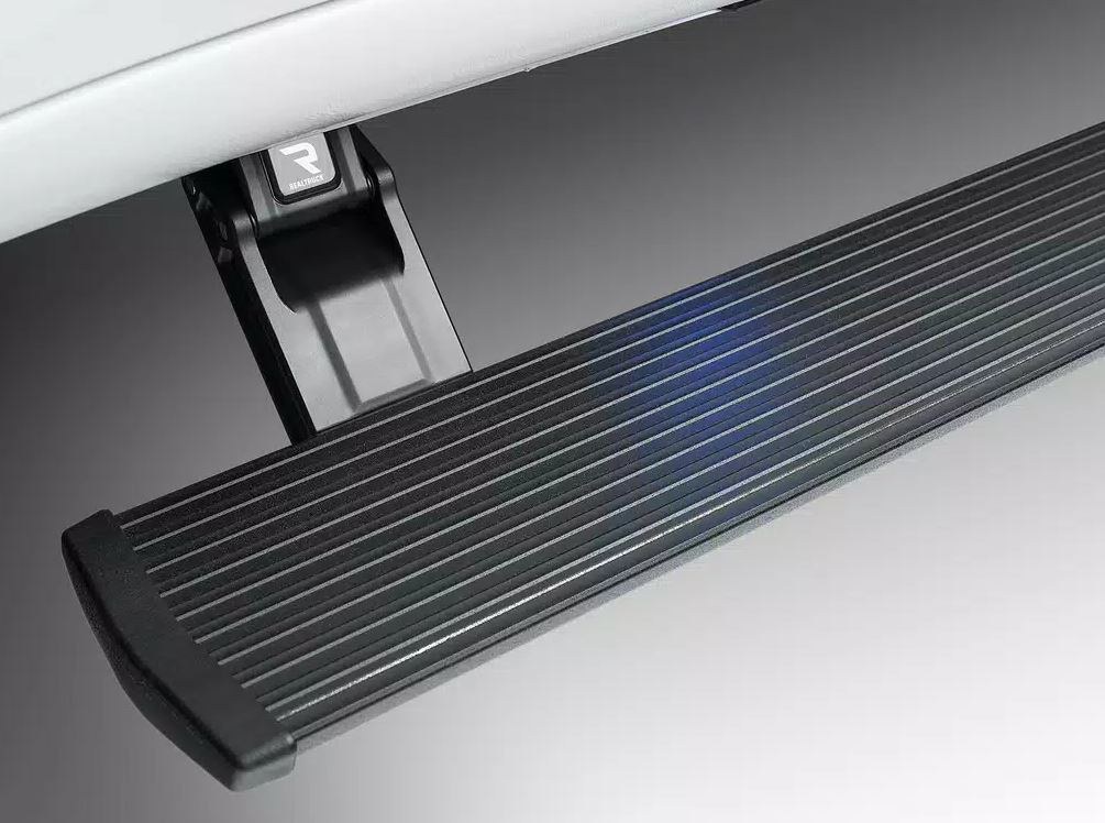 Amp Research Running Board, Powerstep™, Textured Powder Coated, Black, Die Cast Aluminum, With LED Light System, Rocker Panel Mount – 76334-01A