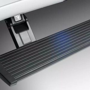Amp Research Running Board, Powerstep™, Textured Powder Coated, Black, Die Cast Aluminum, With LED Light System, Rocker Panel Mount – 76336-01A