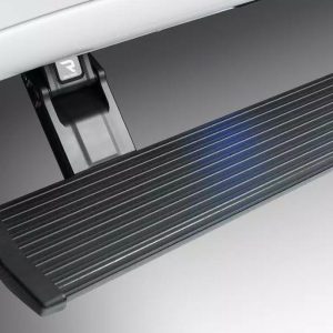 Amp Research Running Board, Powerstep™, Textured Powder Coated, Black, Die Cast Aluminum, With LED Light System, Rocker Panel Mount – 76337-01A