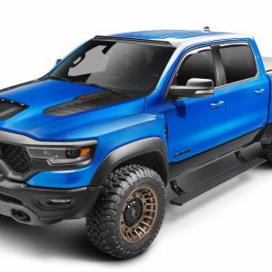 Amp Research Running Board, Powerstep™ Xtreme, Textured Powder Coated, Black, Die Cast Aluminum, With LED Light System, Rocker Panel Mount – 78240-01A
