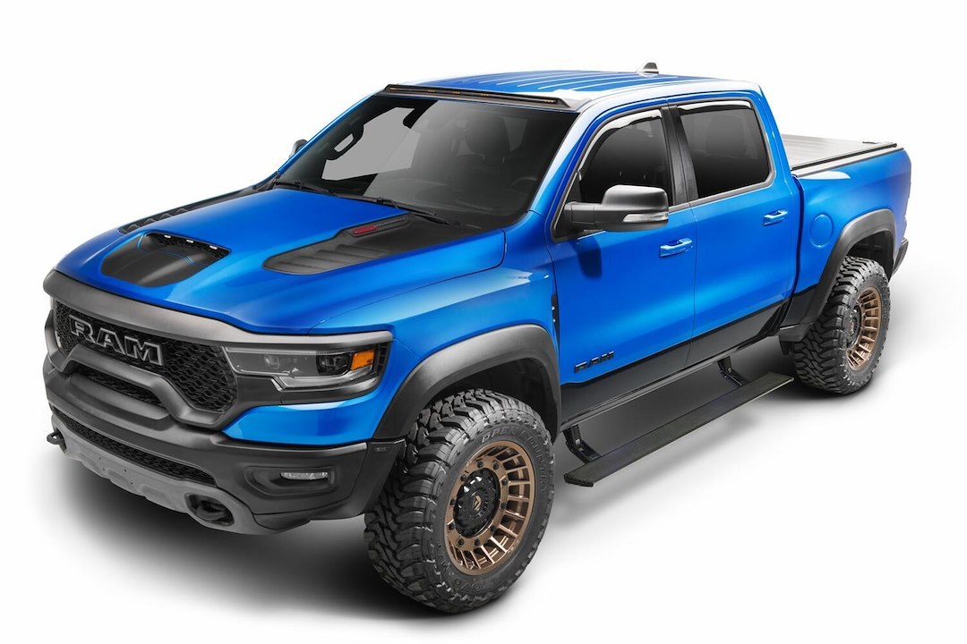 Amp Research Running Board, Powerstep™ Xtreme, Textured Powder Coated, Black, Die Cast Aluminum, With LED Light System, Rocker Panel Mount – 78240-01A