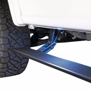 Amp Research Running Board, Powerstep™ Xtreme, Textured Powder Coated, Black, Die Cast Aluminum, With LED Light System, Rocker Panel Mount – 78254-01A